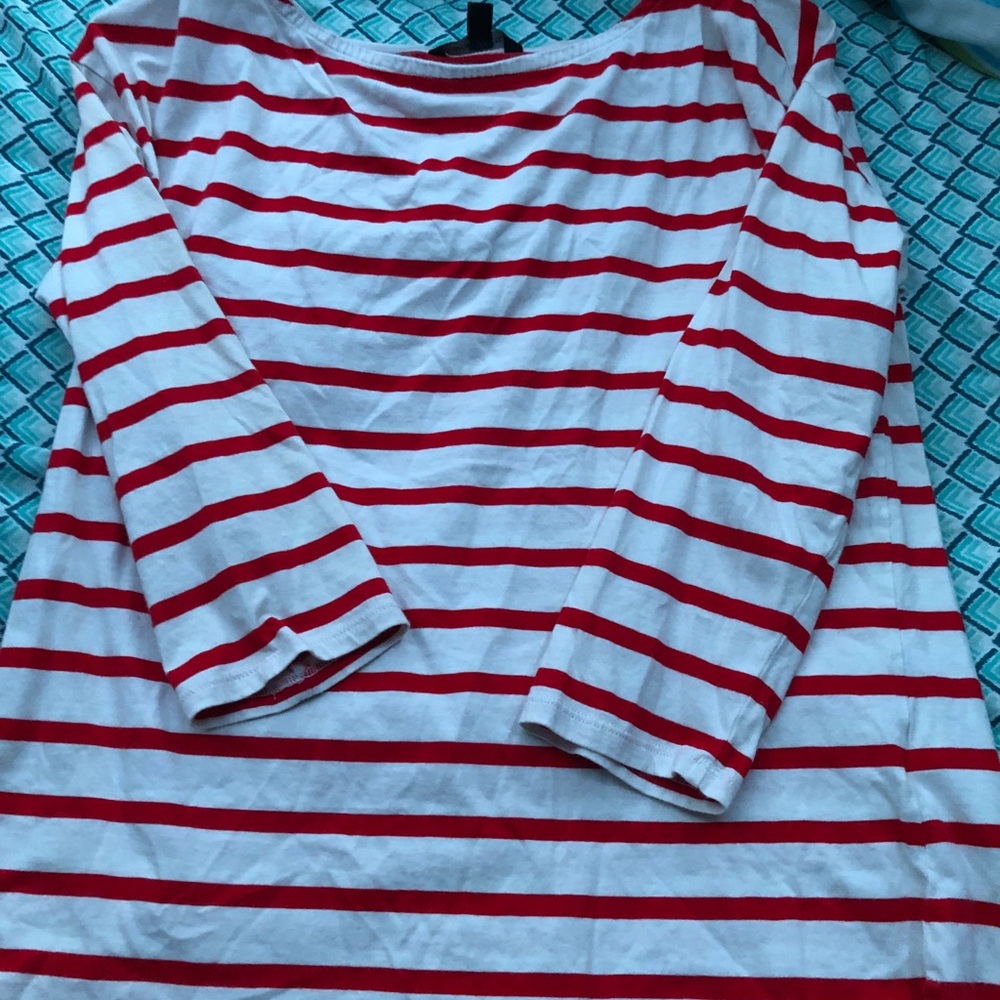 White and red striped long sleeve